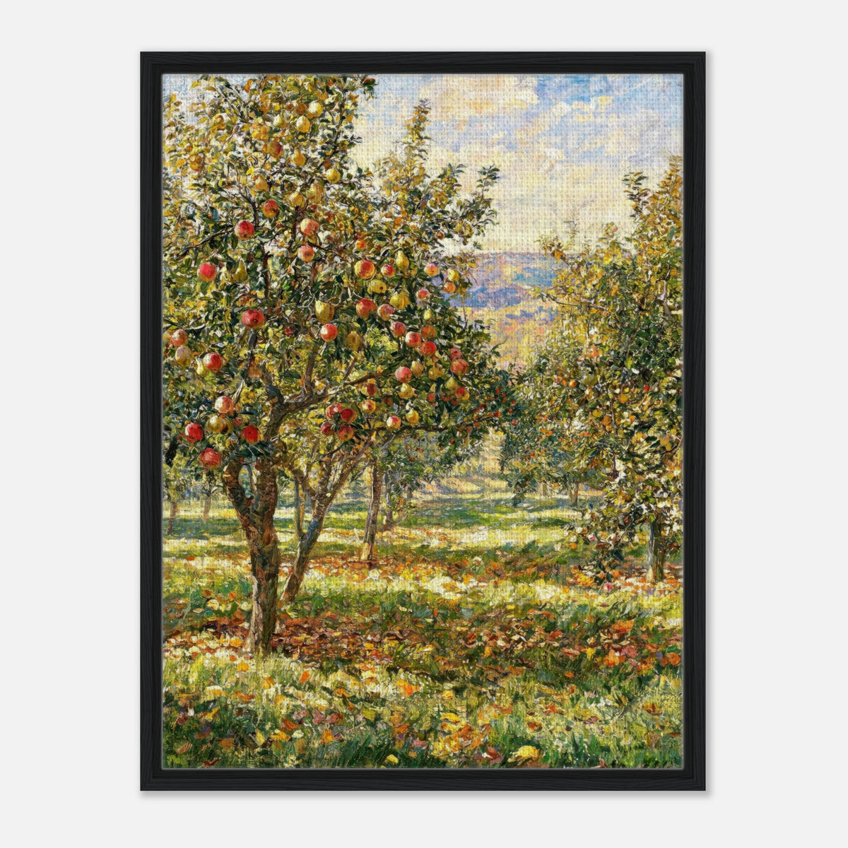 Sunlit Apple Orchard in Autumn Impressionist Art Print