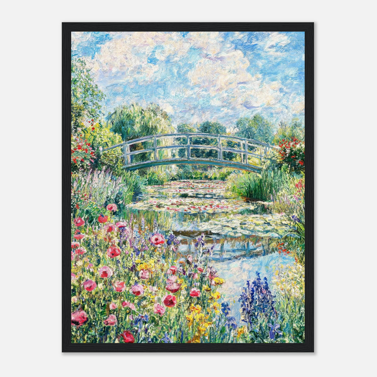 Monet's Flower Garden & Japanese Bridge Impressionist Art Print