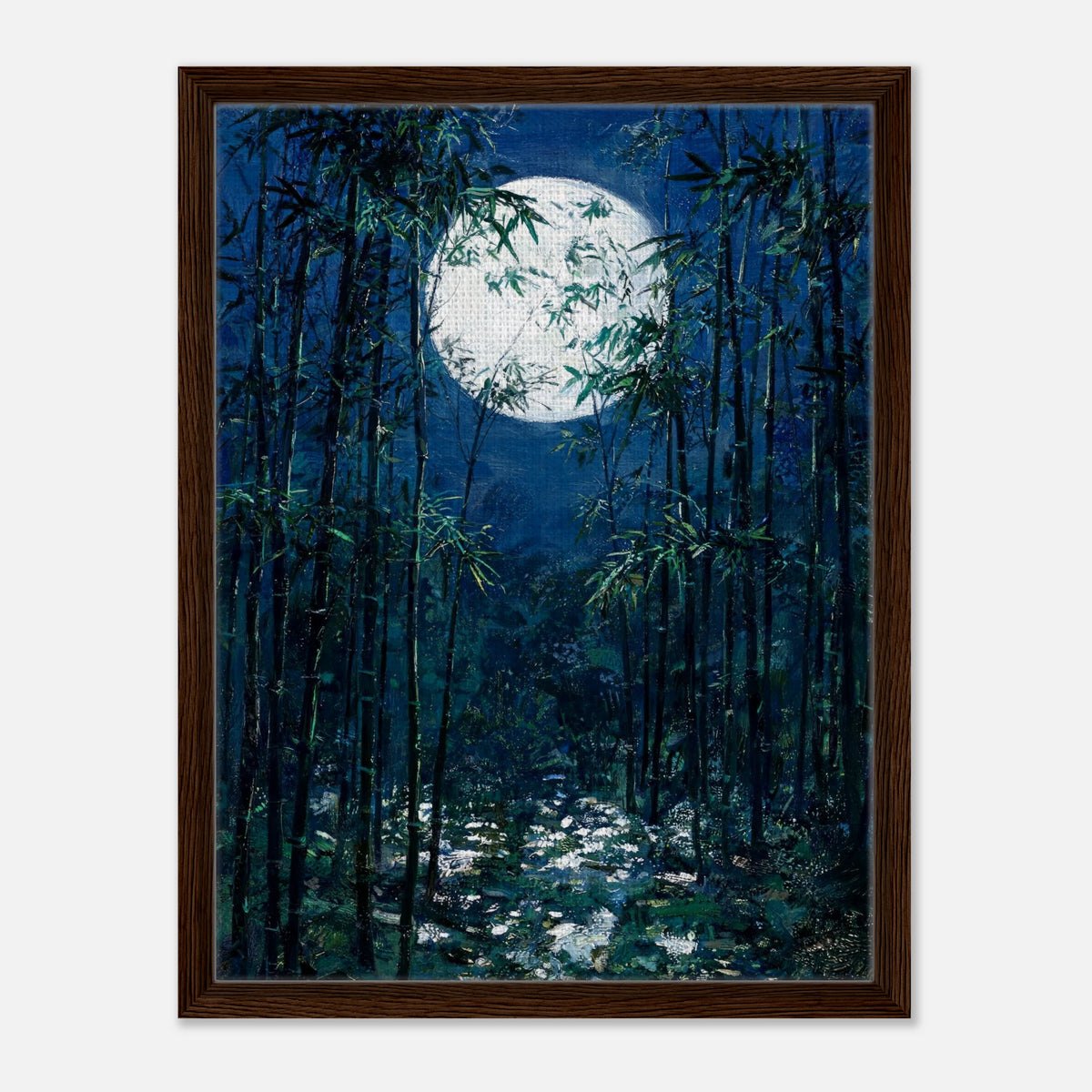 Moonlit Bamboo Forest Impressionist Art Print