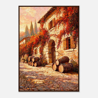 Autumn European Winery Wine Barrels Impressionist Art Print