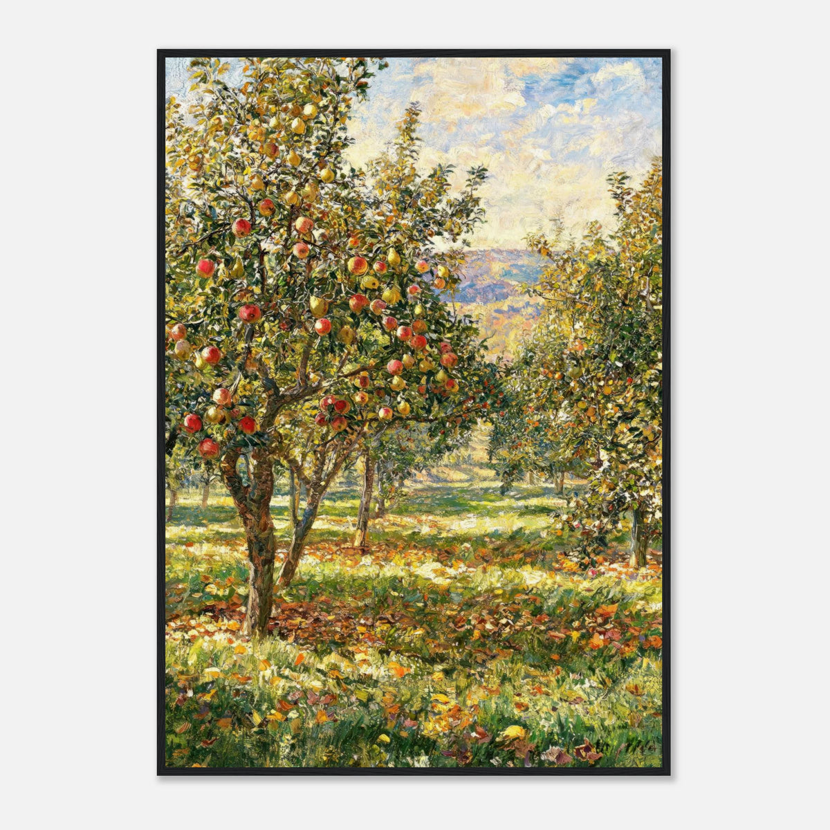 Sunlit Apple Orchard in Autumn Impressionist Art Print