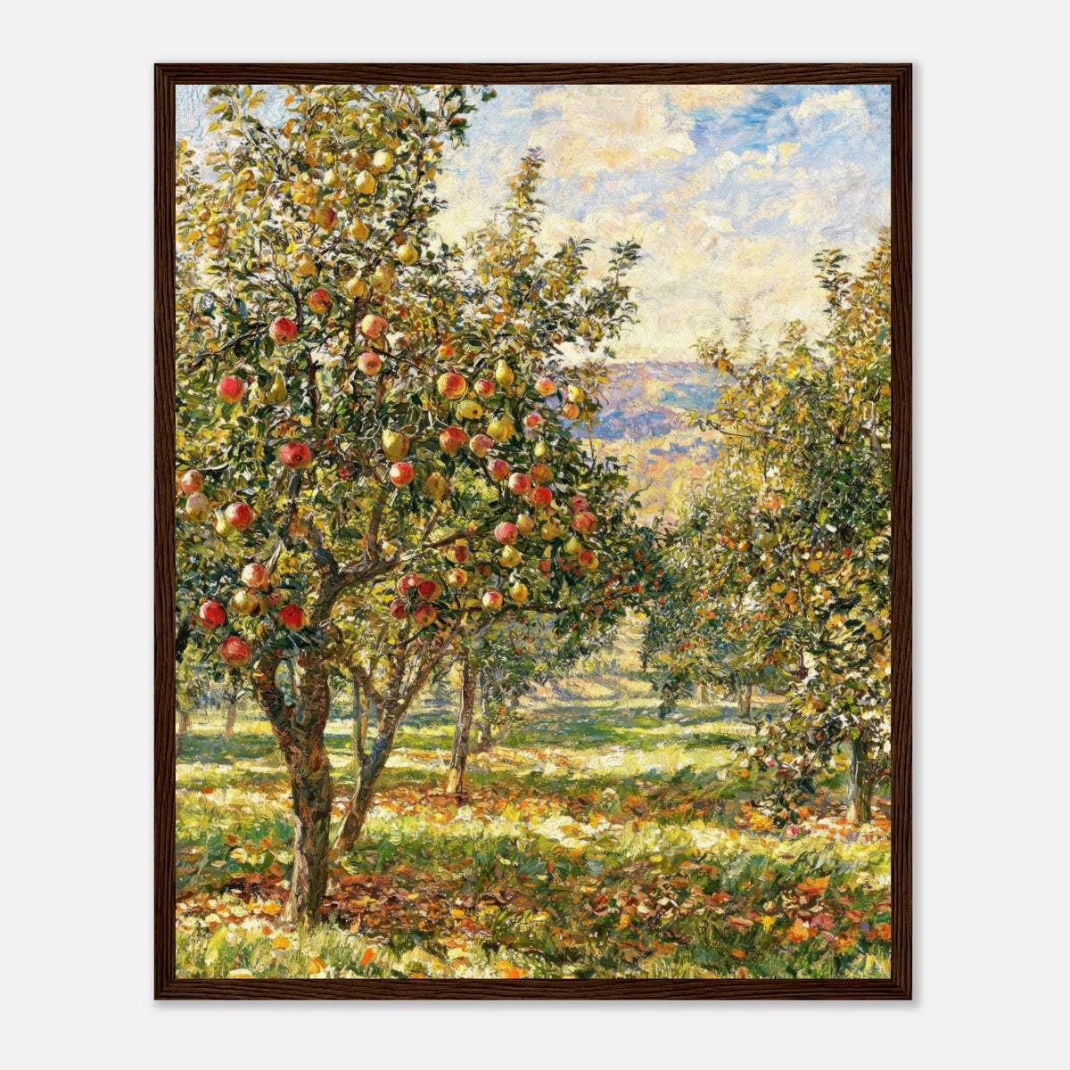 Sunlit Apple Orchard in Autumn Impressionist Art Print