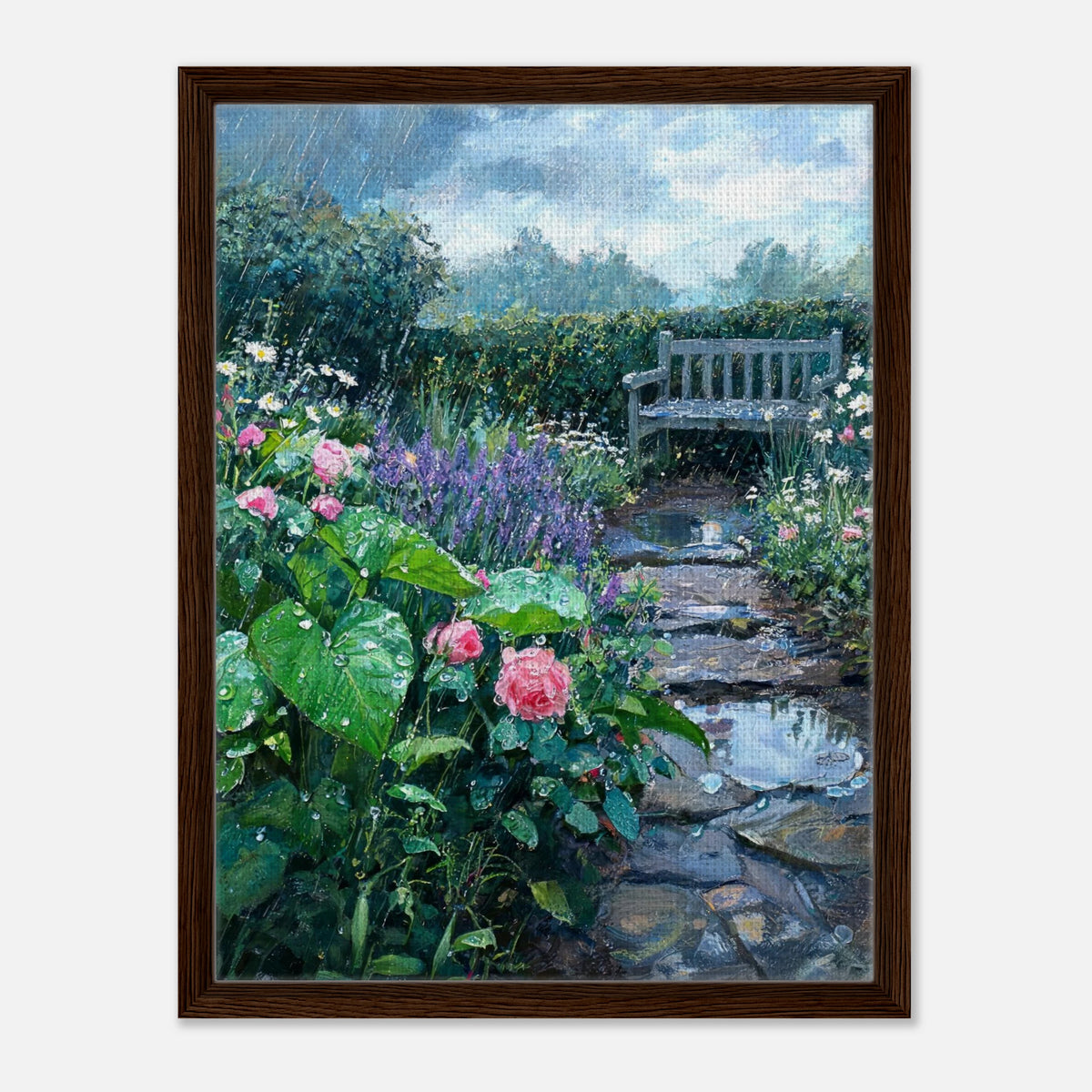 Raindrops in the Secret Garden Impressionist Art Print