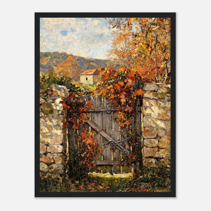 Autumn Garden Gate Cottage Impressionist Art Print