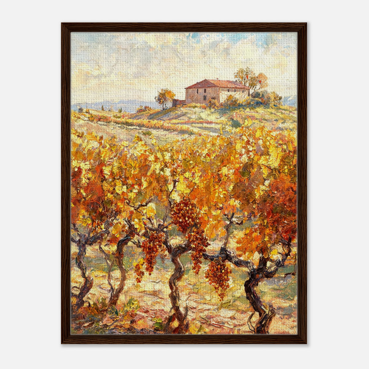Tuscan Vineyard in Autumn Impressionist Art Print