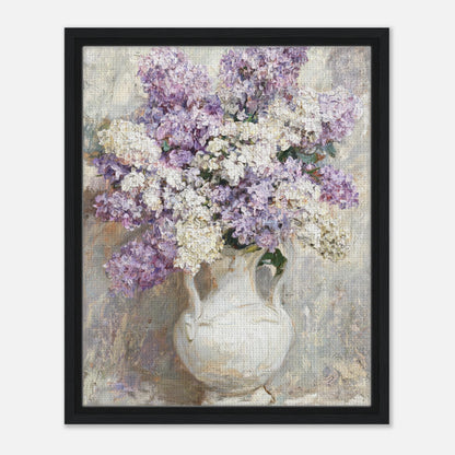 Lilac Blossoms in White Ceramic Vase Impressionist Art Print