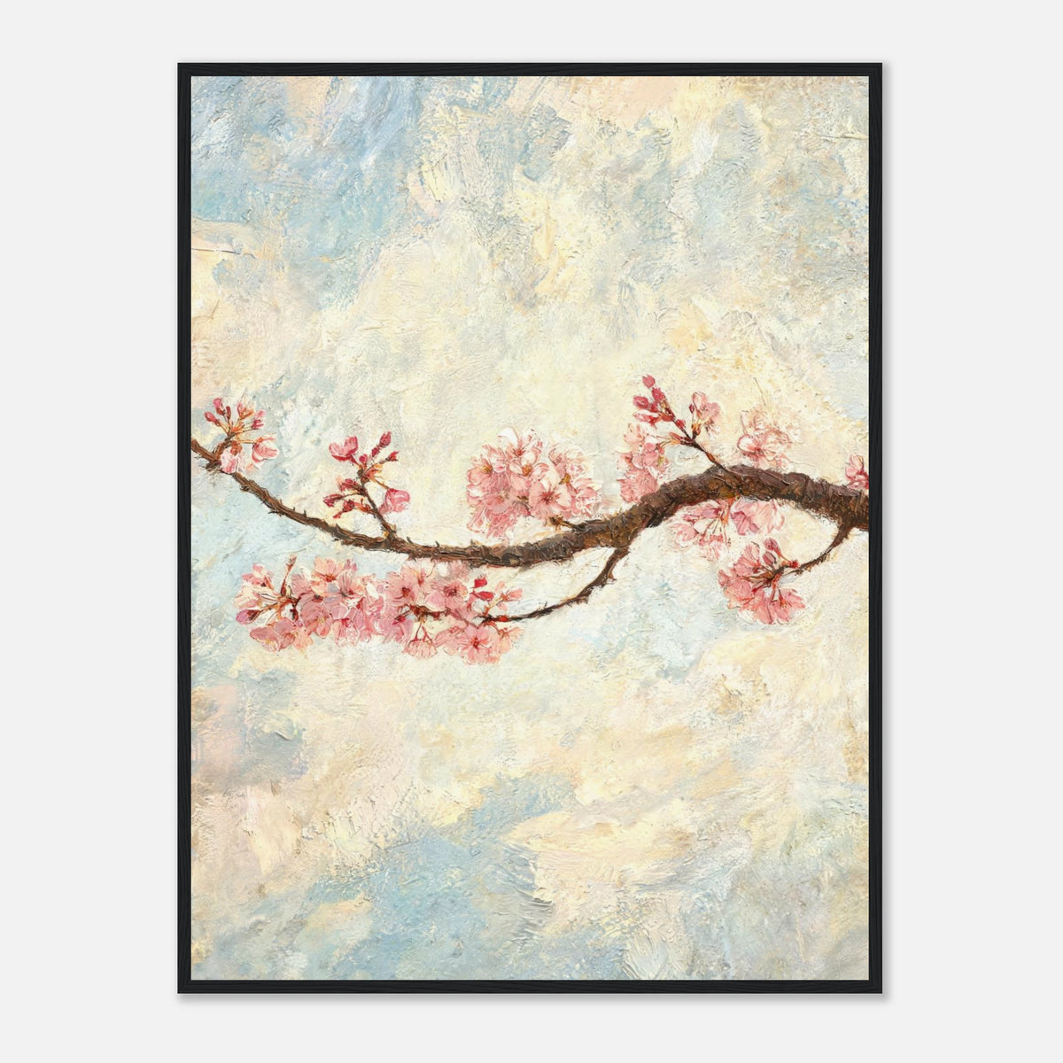 Blossoming Cherry Branch & Pastel Sky Impressionist Art Print