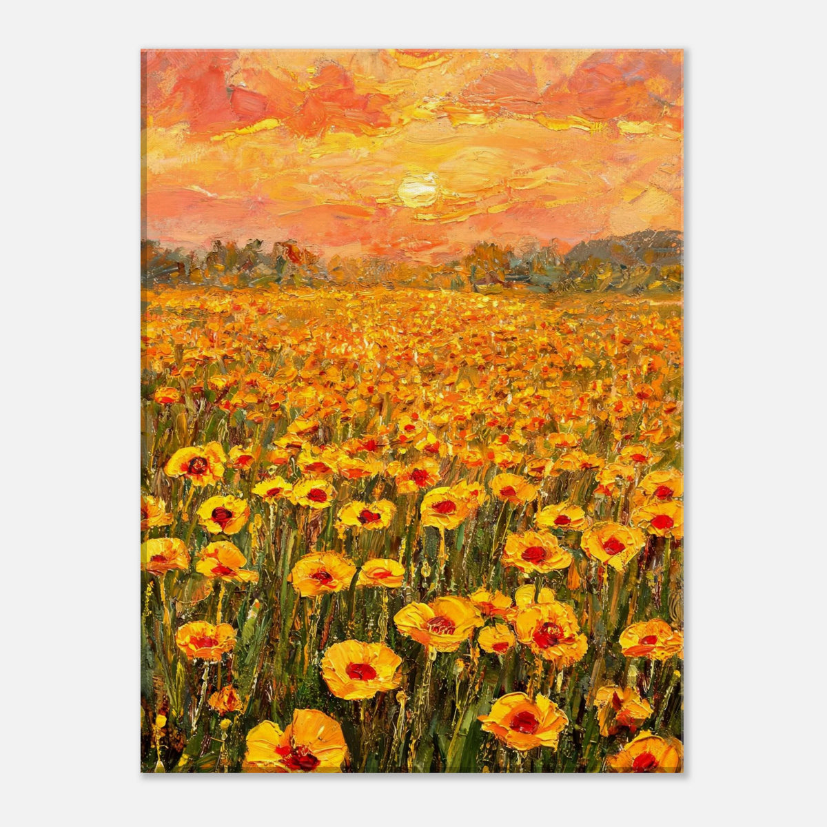 Golden Poppy Field at Sunset Impressionist Art Print