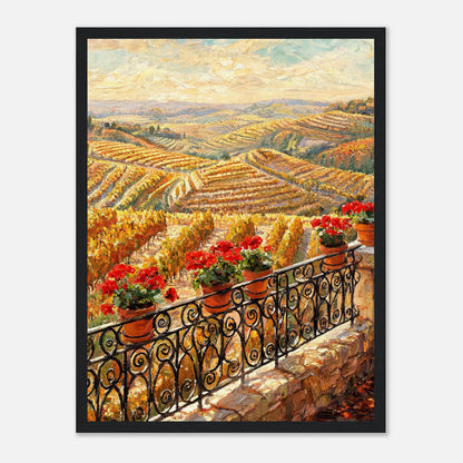 Tuscan Terrace Autumn Vineyard View Impressionist Art Print