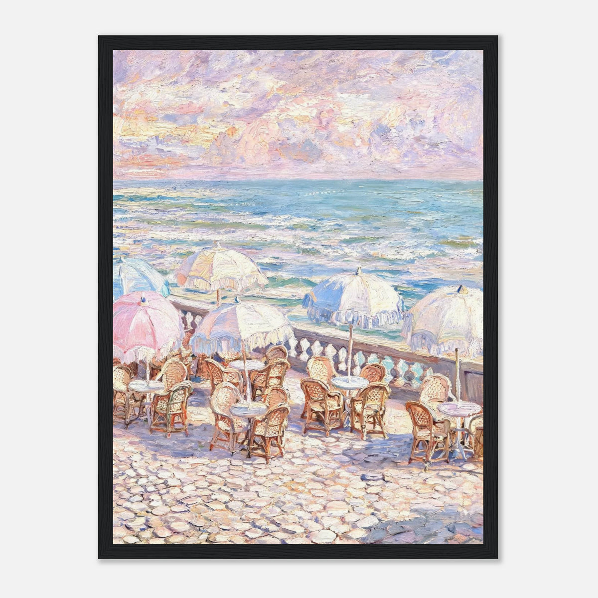 Pastel Seaside Cafe Impressionist Art Print