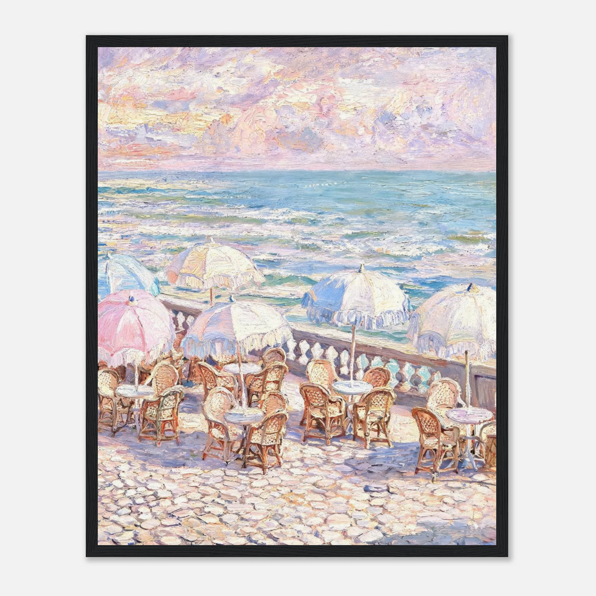 Pastel Seaside Cafe Impressionist Art Print