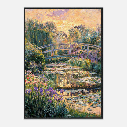 Golden Sunset Japanese Bridge Impressionist Art Print