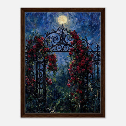 Moonlit Rose Arch Garden Impressionist Art Print