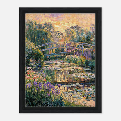 Golden Sunset Japanese Bridge Impressionist Art Print