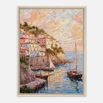 Amalfi Coast Sunset Village Impressionist Art Print