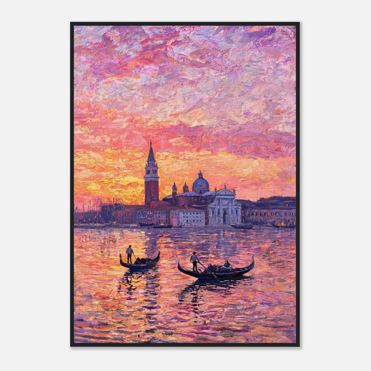 Venetian Gondolas at Sunset Impressionist Art Print