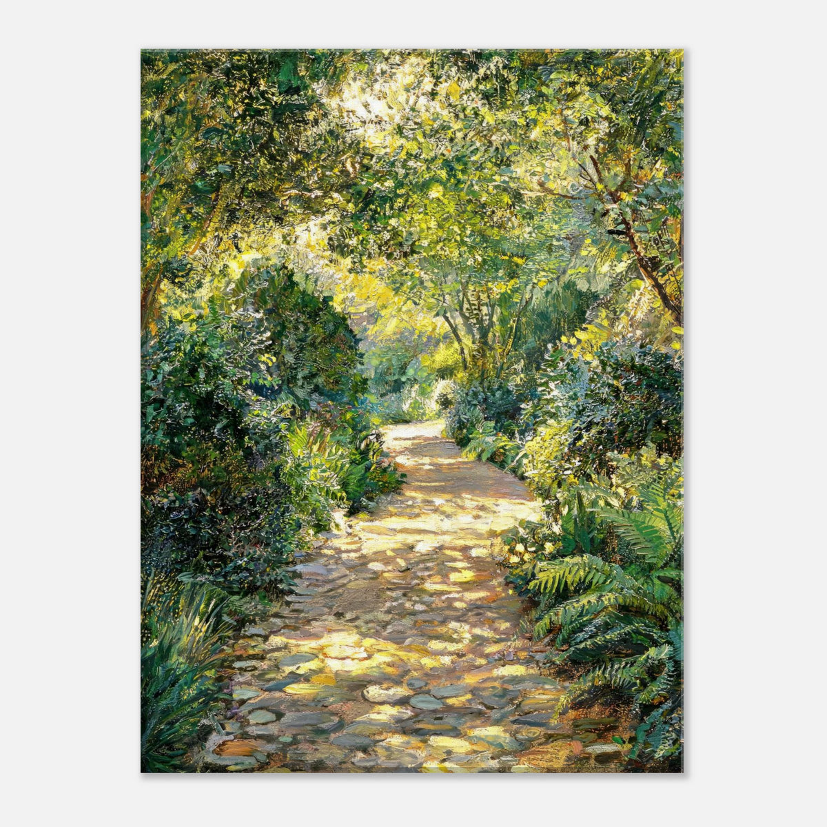 Sunlit Woodland Path Impressionist Art Print