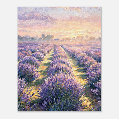 Provence Lavender Field at Sunset Impressionist Art Print