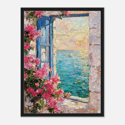 Mediterranean Sea Window Bougainvillea Impressionist Art Print