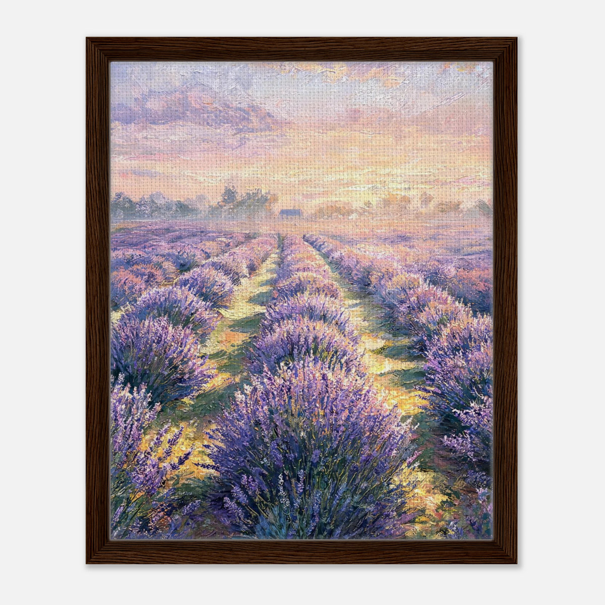 Provence Lavender Field at Sunset Impressionist Art Print