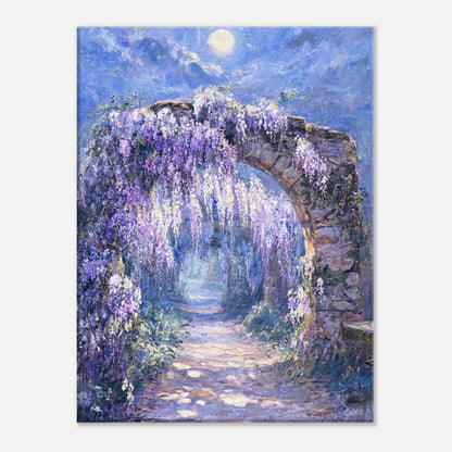 Moonlit Wisteria Stone Arch Impressionist Art Print