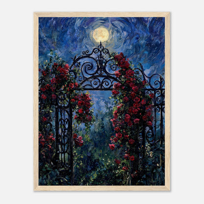 Moonlit Rose Arch Garden Impressionist Art Print