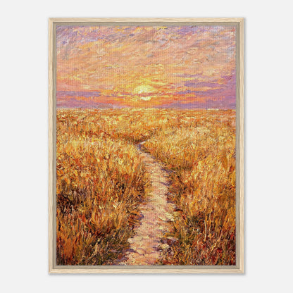 Golden Meadow at Sunset Impressionist Art Print