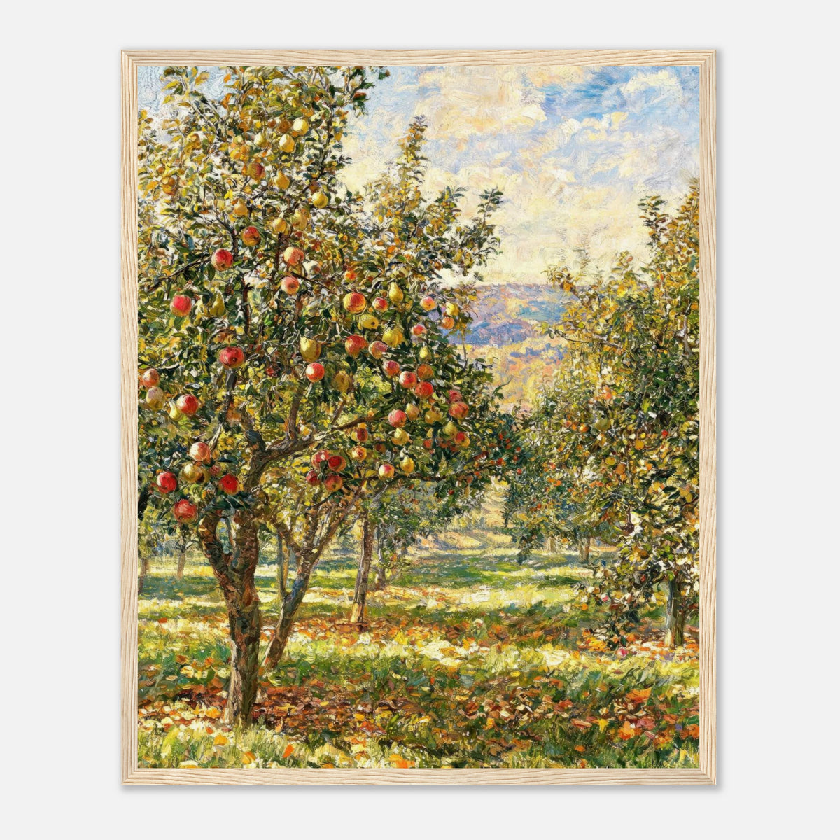 Sunlit Apple Orchard in Autumn Impressionist Art Print