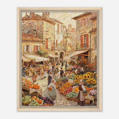 Autumn European Village Market Impressionist Art Print
