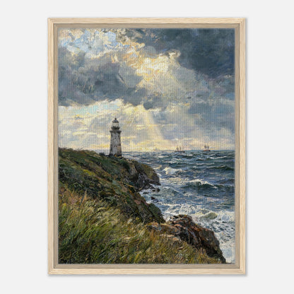 Coastal Lighthouse at Stormy Sunset Impressionist Art Print