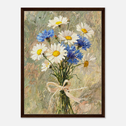 Wild Daisy & Blue Cornflower Bouquet Impressionist Art Print
