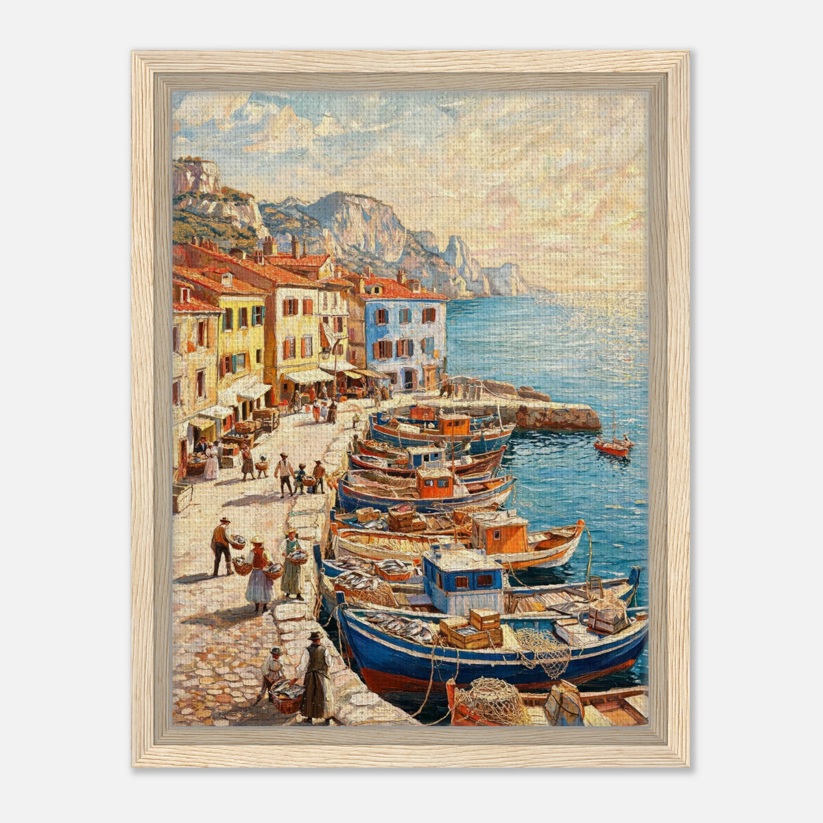 Mediterranean Fishing Harbor Impressionist Art Print