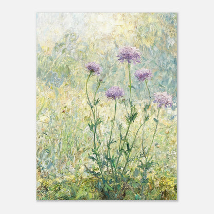 Wild Purple Blossoms in Sunlit Meadow Impressionist Art Print