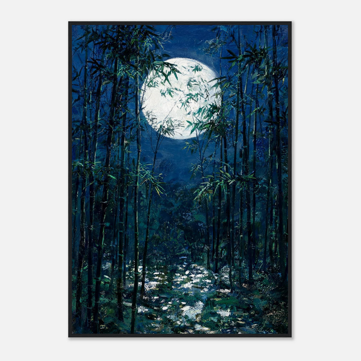 Moonlit Bamboo Forest Impressionist Art Print