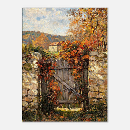 Autumn Garden Gate Cottage Impressionist Art Print