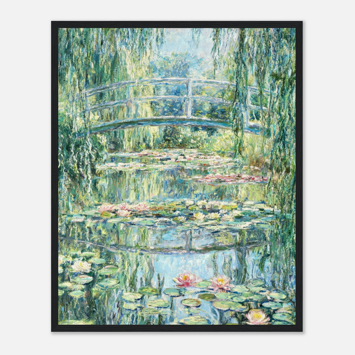 Weeping Willow & Japanese Bridge Water Lilies Impressionist Art Print