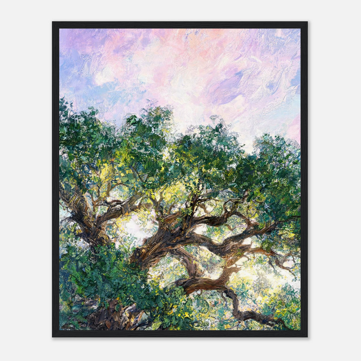 Impressionist Sunlit Tree Framed Art Print