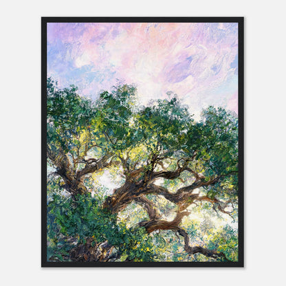 Impressionist Sunlit Tree Framed Art Print