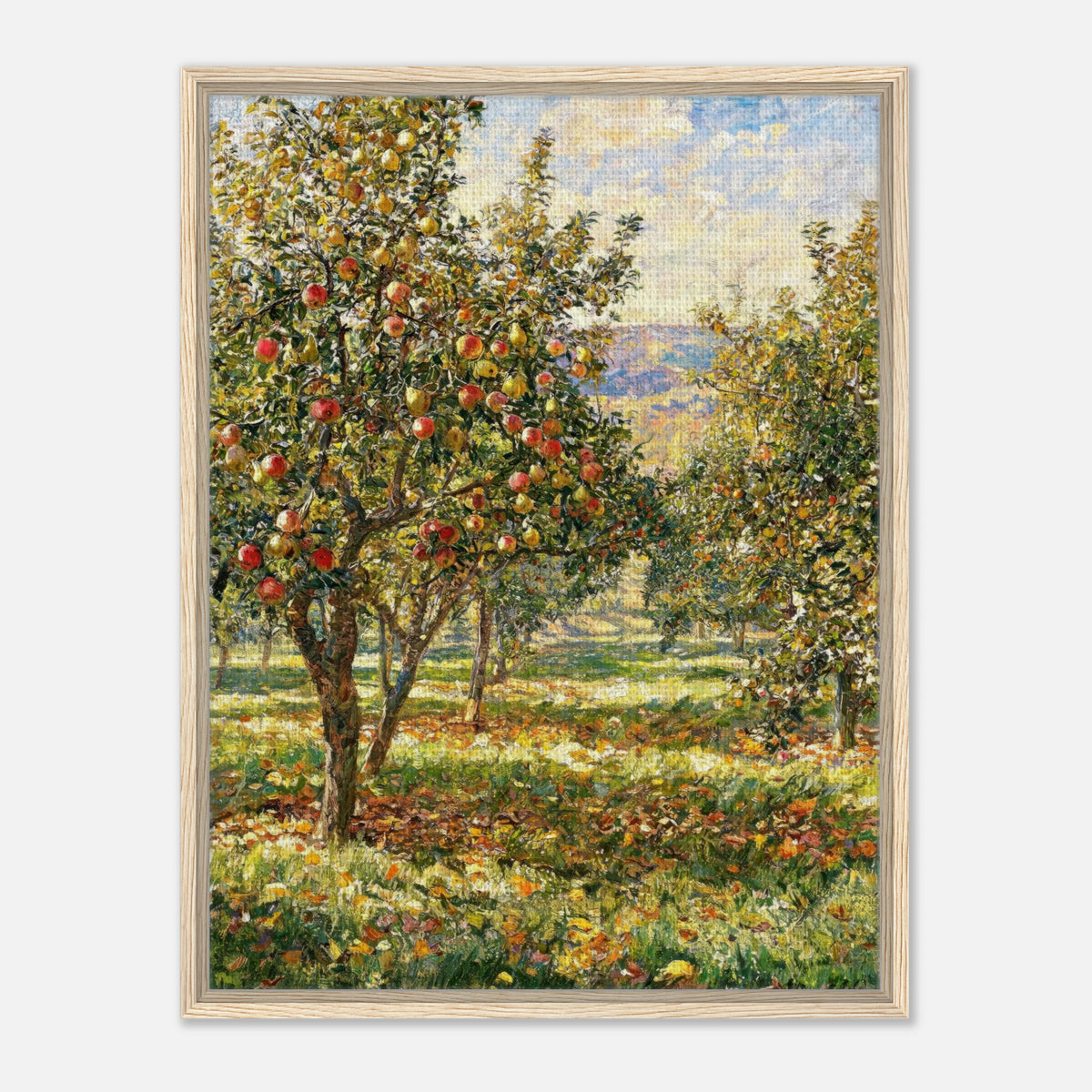 Sunlit Apple Orchard in Autumn Impressionist Art Print