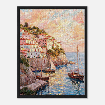 Amalfi Coast Sunset Village Impressionist Art Print