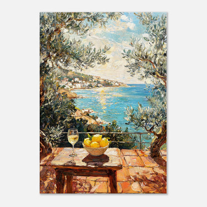 Mediterranean Terrace Lemons Sea View Impressionist Art Print