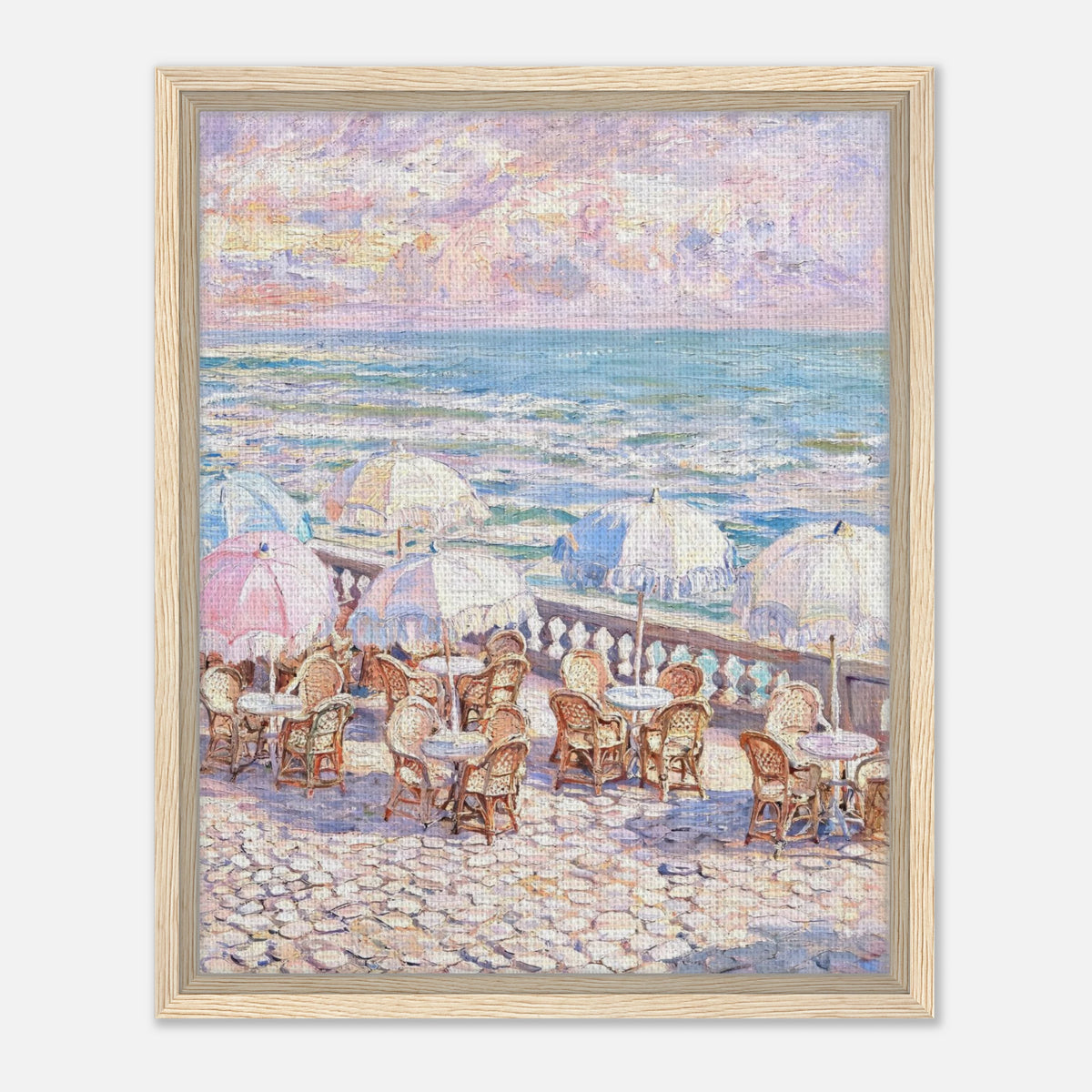 Pastel Seaside Cafe Impressionist Art Print