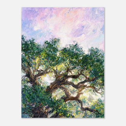 Ancient Tree & Pastel Sky Impressionist Art Print