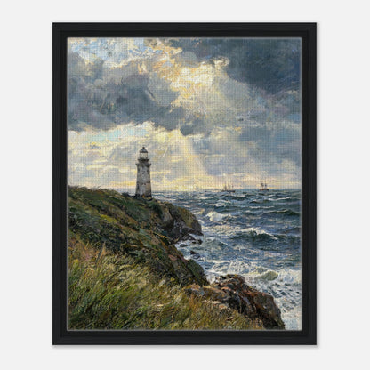 Coastal Lighthouse at Stormy Sunset Impressionist Art Print