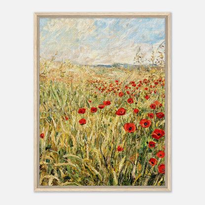 Golden Meadow & Red Poppies Impressionist Art Print