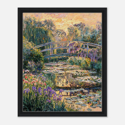 Golden Sunset Japanese Bridge Impressionist Art Print