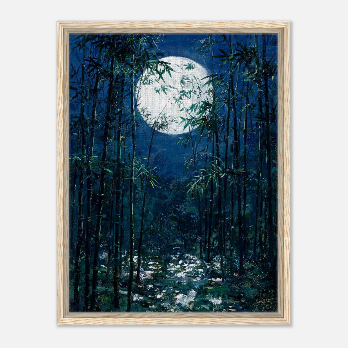 Moonlit Bamboo Forest Impressionist Art Print