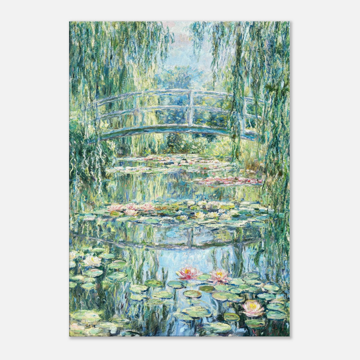 Weeping Willow & Japanese Bridge Water Lilies Impressionist Art Print