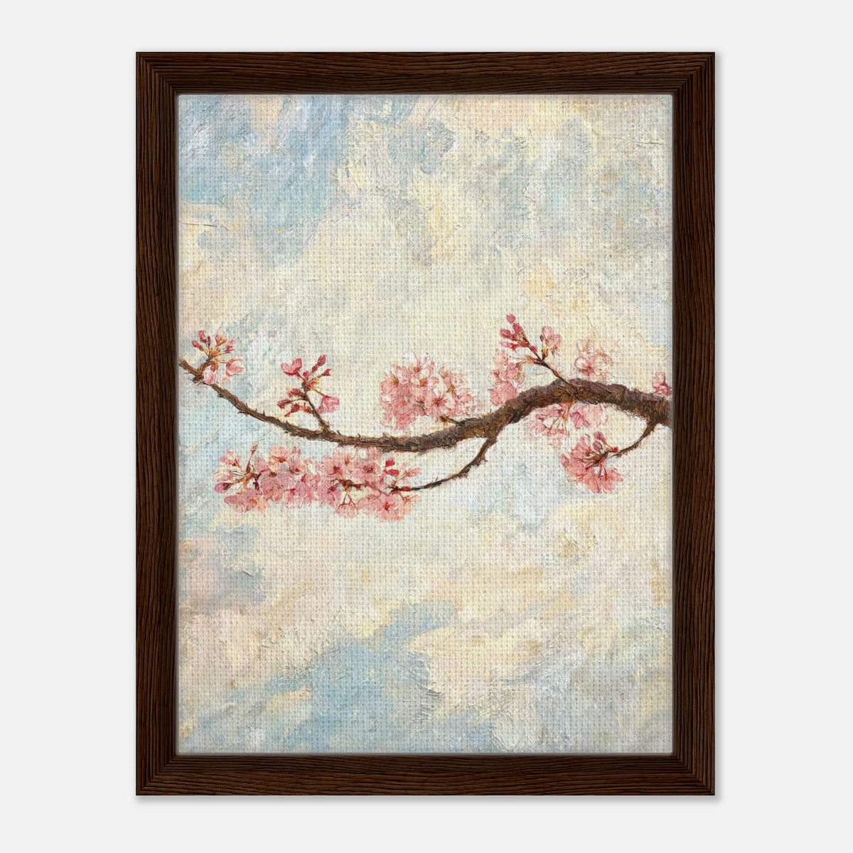 Blossoming Cherry Branch & Pastel Sky Impressionist Art Print