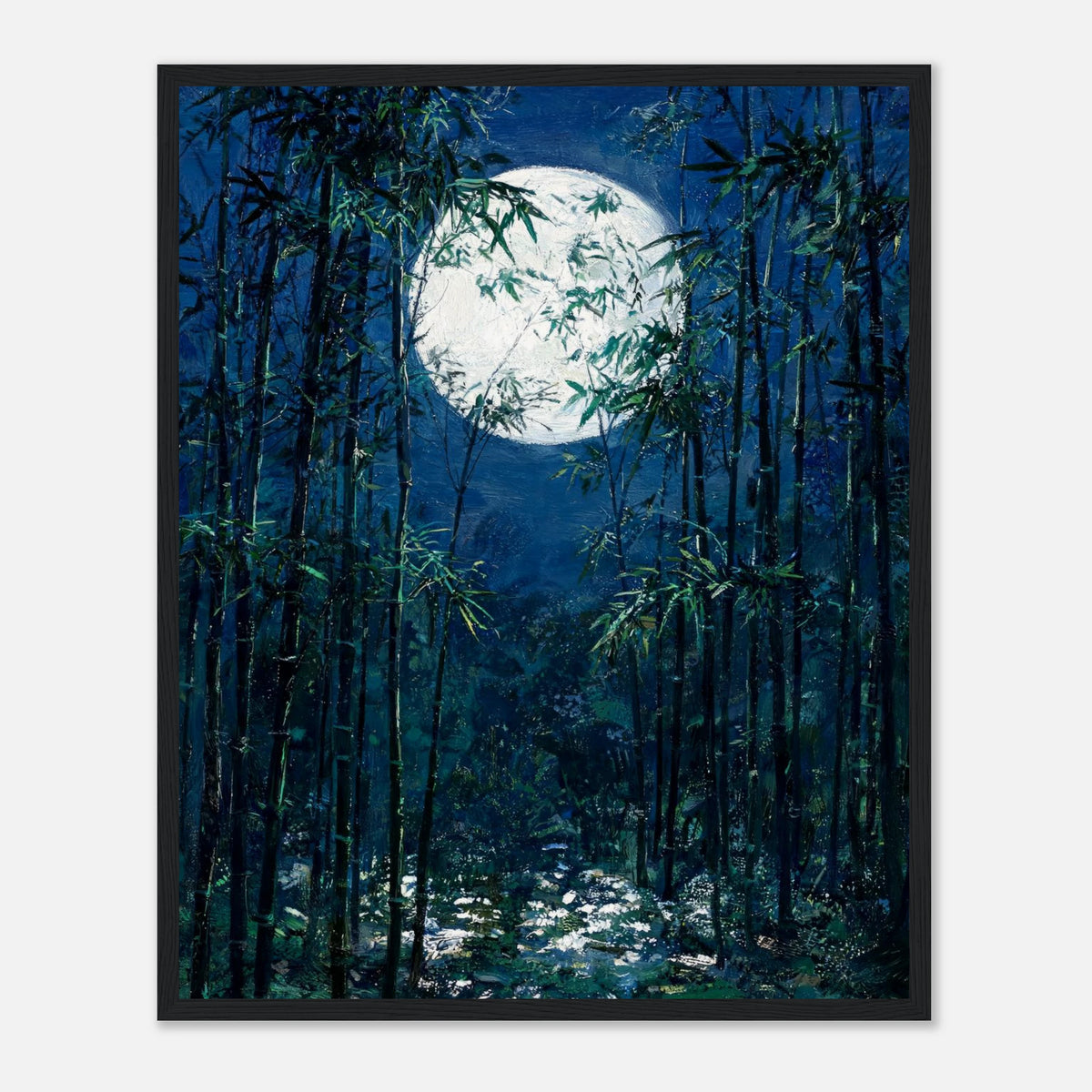 Moonlit Bamboo Forest Impressionist Art Print
